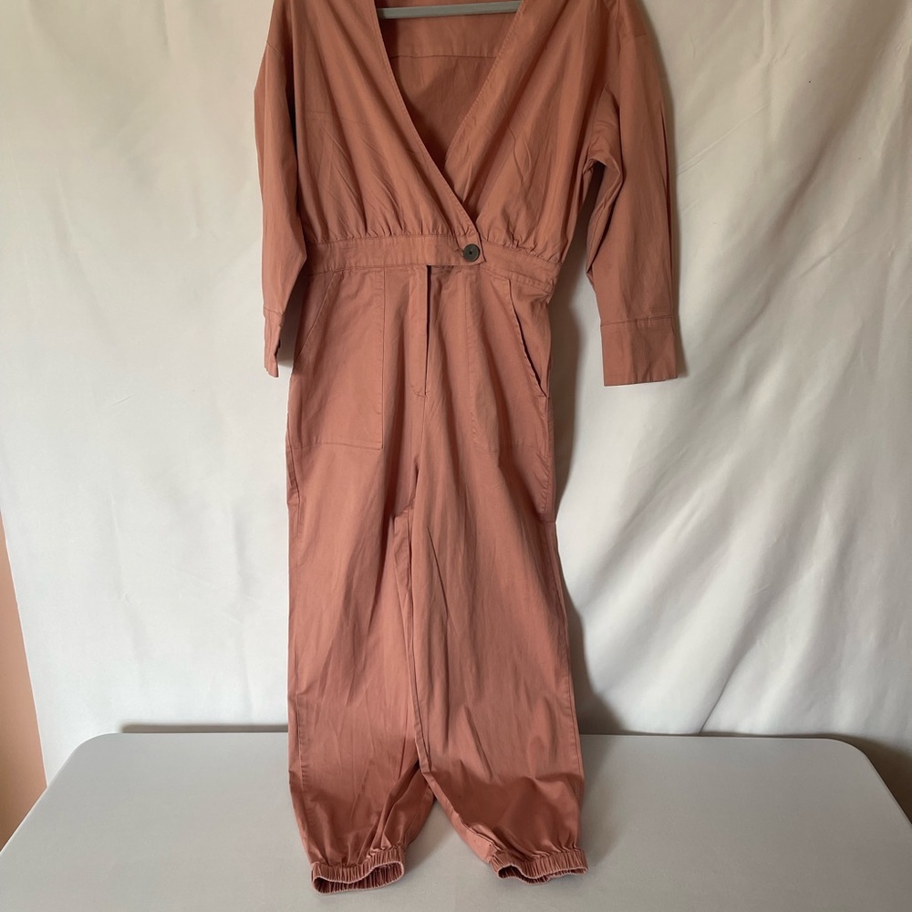 ZARA Rose-Mauve V-Neck Jumpsuit - Picture 2 of 4